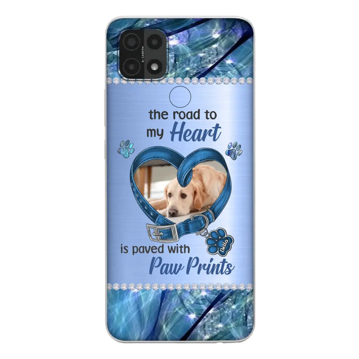 Custom Personalized Memorial Dog Collar Phone Case - Upload Photo - Memorial Gift Idea For Dog Owner - The Road To My Heart Is Paved With Paw Prints - Case for Xiaomi/ Oppo/ Huawei