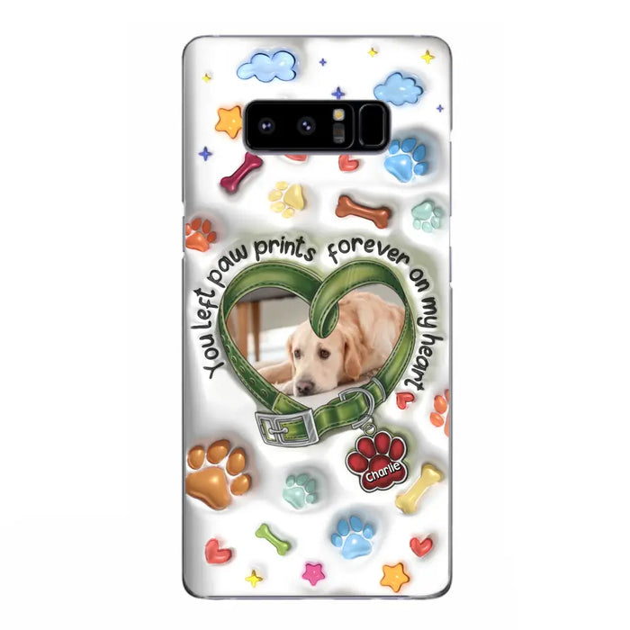 Custom Personalized Memorial Dog 3D Inflated Effect Phone Case - Upload Photo - Memorial Gift Idea - You Left Paw Prints Forever On My Heart - Case for iPhone/ Samsung