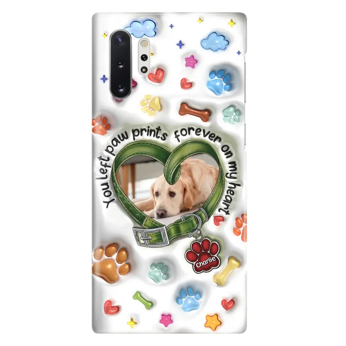 Custom Personalized Memorial Dog 3D Inflated Effect Phone Case - Upload Photo - Memorial Gift Idea - You Left Paw Prints Forever On My Heart - Case for iPhone/ Samsung