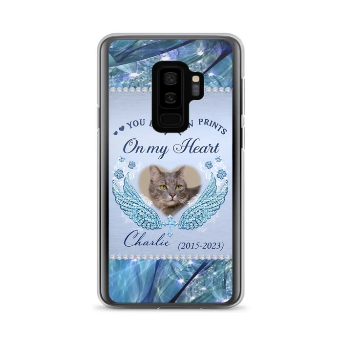 Custom Personalized Memorial Phone Case - Upload Photo - Memorial Gift Idea For Dog/ Cat Lover - You Left Paw Prints On My Heart - Case for iPhone/Samsung