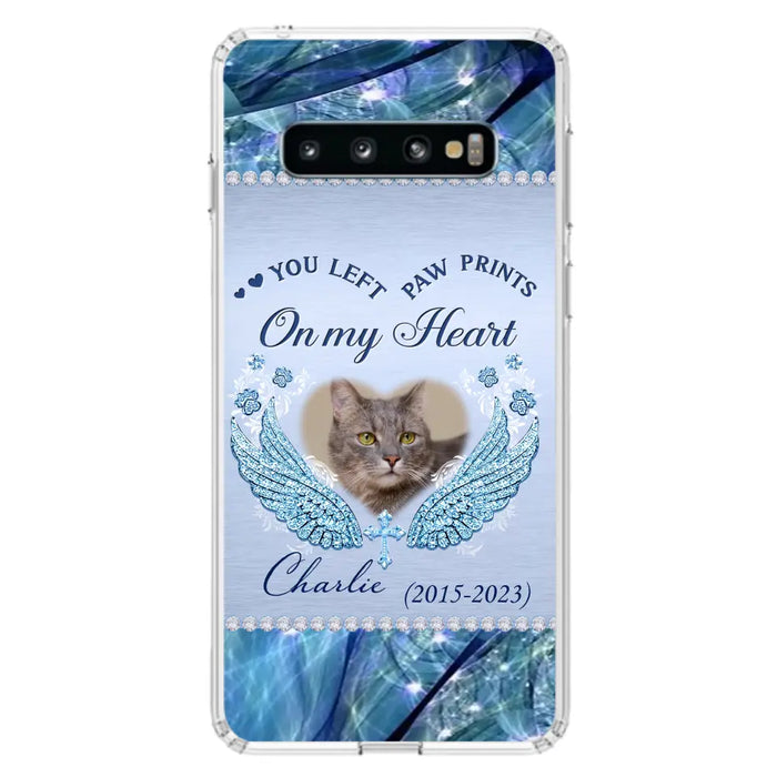 Custom Personalized Memorial Phone Case - Upload Photo - Memorial Gift Idea For Dog/ Cat Lover - You Left Paw Prints On My Heart - Case for iPhone/Samsung