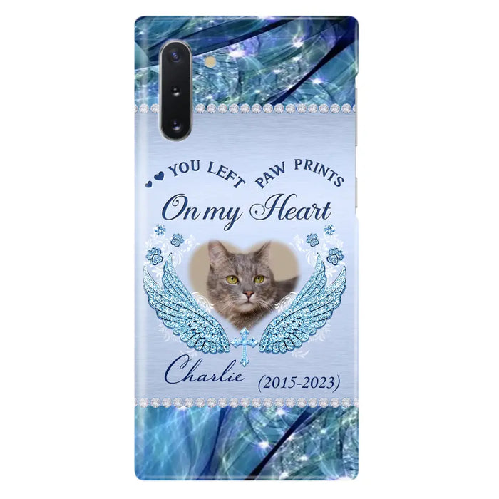 Custom Personalized Memorial Phone Case - Upload Photo - Memorial Gift Idea For Dog/ Cat Lover - You Left Paw Prints On My Heart - Case for iPhone/Samsung