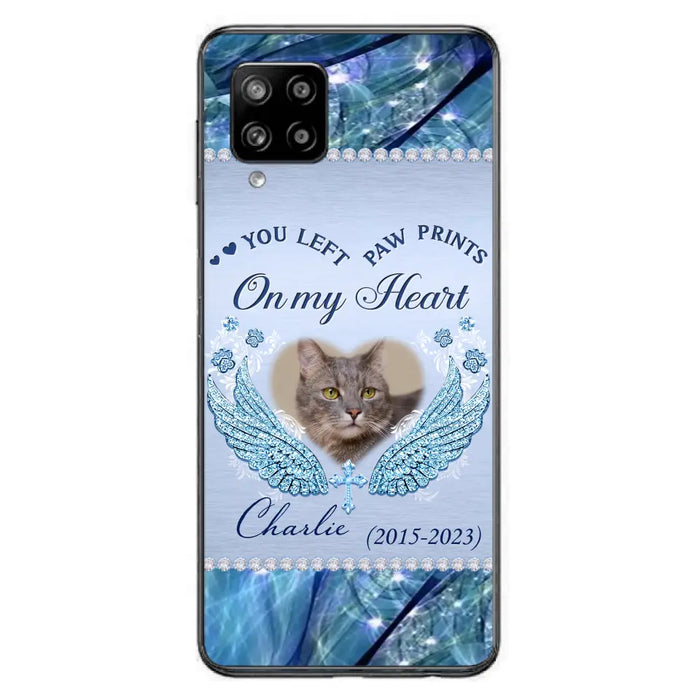 Custom Personalized Memorial Phone Case - Upload Photo - Memorial Gift Idea For Dog/ Cat Lover - You Left Paw Prints On My Heart - Case for iPhone/Samsung