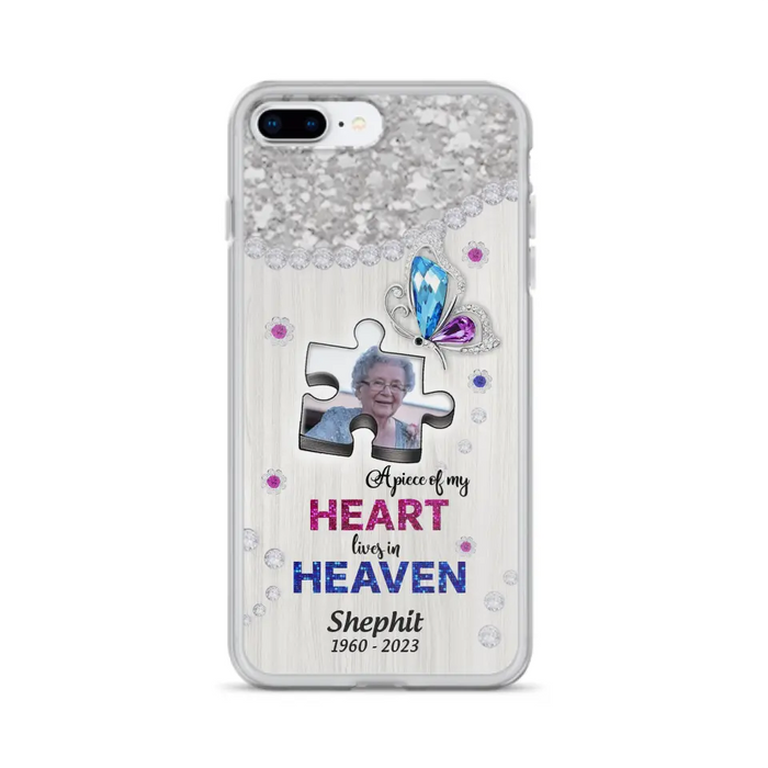 Custom Personalized Memorial Phone Case - Upload Photo - Memorial Gift Idea For Family Member -  A Piece Of My Heart Lives In Heaven - Case for iPhone/ Samsung