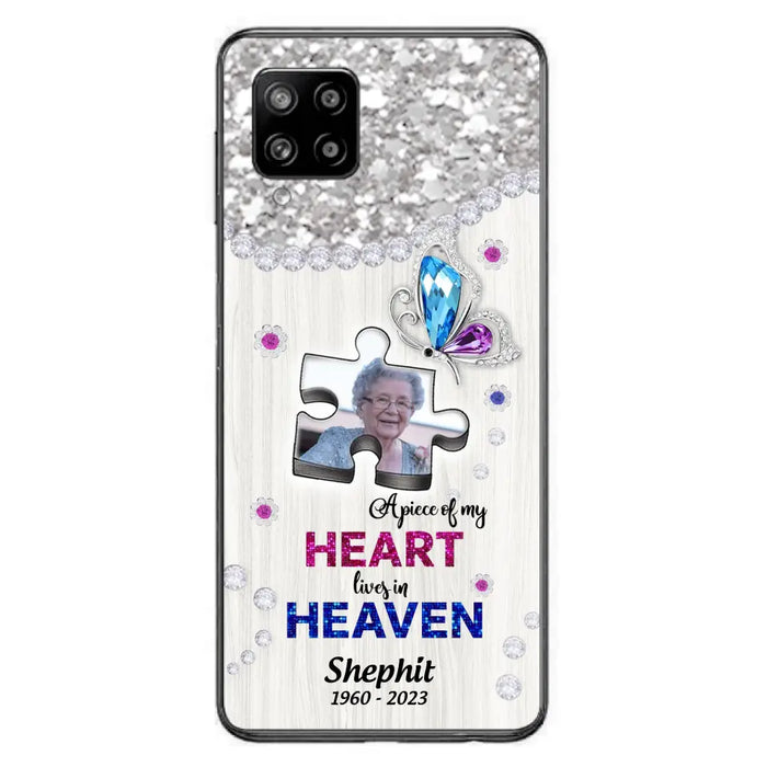 Custom Personalized Memorial Phone Case - Upload Photo - Memorial Gift Idea For Family Member -  A Piece Of My Heart Lives In Heaven - Case for iPhone/ Samsung