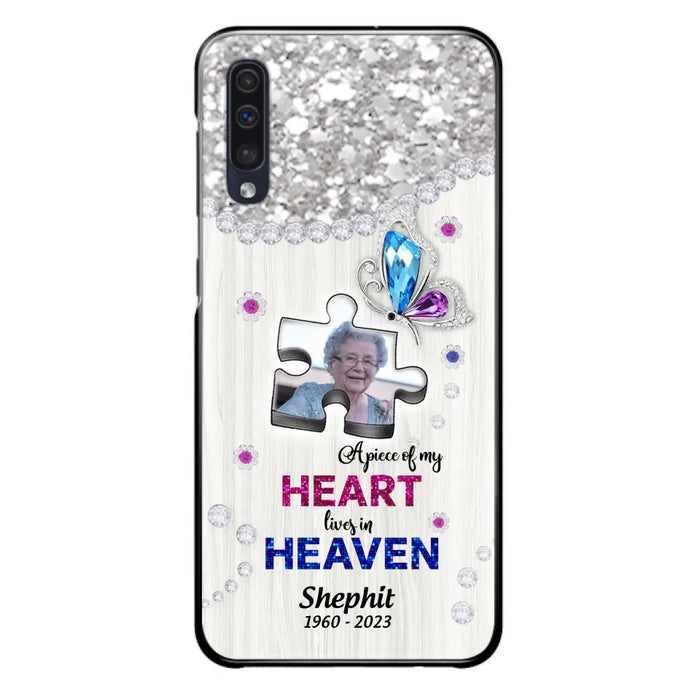 Custom Personalized Memorial Phone Case - Upload Photo - Memorial Gift Idea For Family Member -  A Piece Of My Heart Lives In Heaven - Case for iPhone/ Samsung