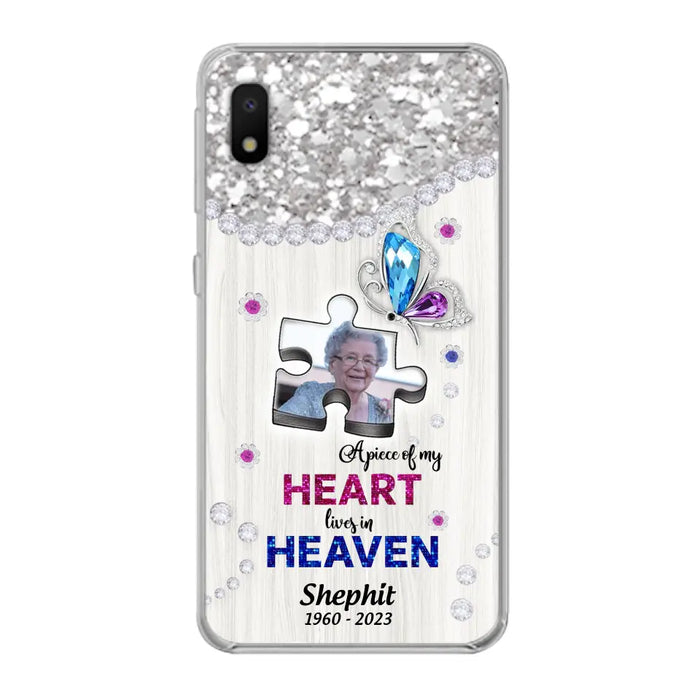 Custom Personalized Memorial Phone Case - Upload Photo - Memorial Gift Idea For Family Member -  A Piece Of My Heart Lives In Heaven - Case for iPhone/ Samsung