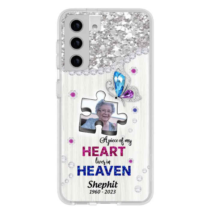 Custom Personalized Memorial Phone Case - Upload Photo - Memorial Gift Idea For Family Member -  A Piece Of My Heart Lives In Heaven - Case for iPhone/ Samsung