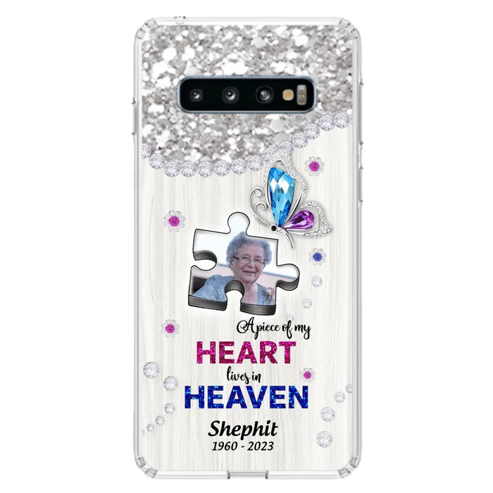 Custom Personalized Memorial Phone Case - Upload Photo - Memorial Gift Idea For Family Member -  A Piece Of My Heart Lives In Heaven - Case for iPhone/ Samsung