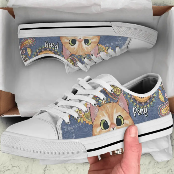 Personalized Cat Low Top Sneakers - Mother's Day Gift For Cat Moms