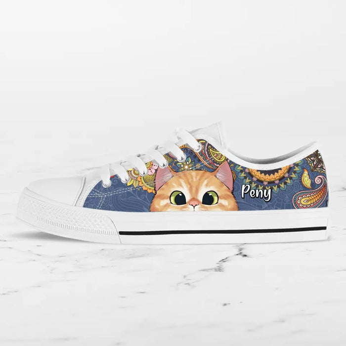 Personalized Cat Low Top Sneakers - Mother's Day Gift For Cat Moms