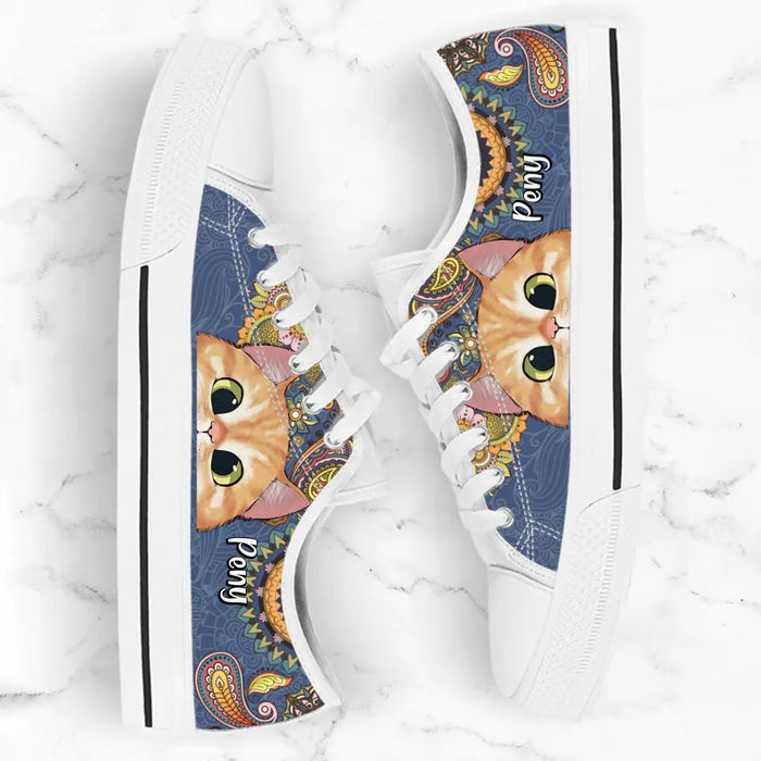 Personalized Cat Low Top Sneakers - Mother's Day Gift For Cat Moms