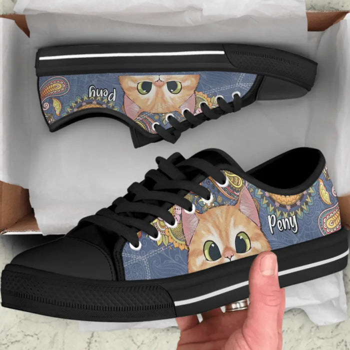 Personalized Cat Low Top Sneakers - Mother's Day Gift For Cat Moms