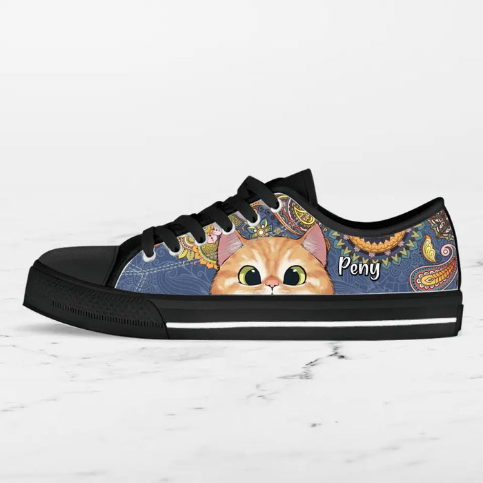 Personalized Cat Low Top Sneakers - Mother's Day Gift For Cat Moms