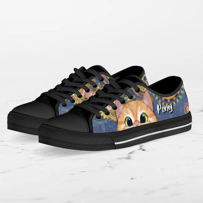 Personalized Cat Low Top Sneakers - Mother's Day Gift For Cat Moms