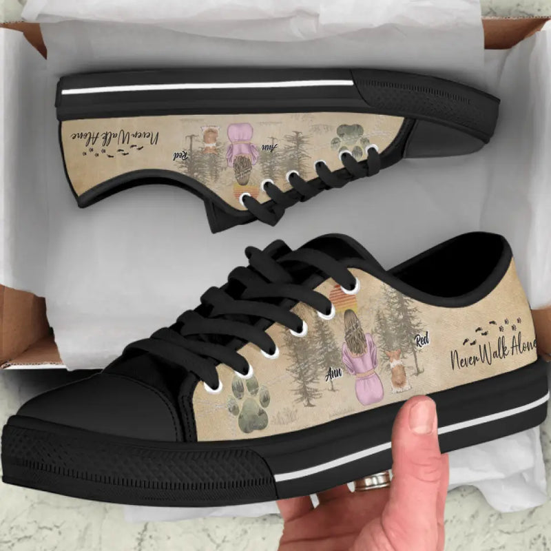 Personalized Dog Mom Canvas Sneakers - Up to 4 Dogs - Mother's Day Gift Idea For Dog Lovers - Never Walk Alone