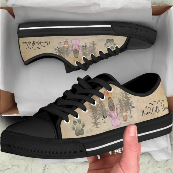 Custom Personalized Dog Mom Canvas Sneakers - Upto 4 Dogs - Mother's Day Gift Idea For Dog Lovers - Never Walk Alone