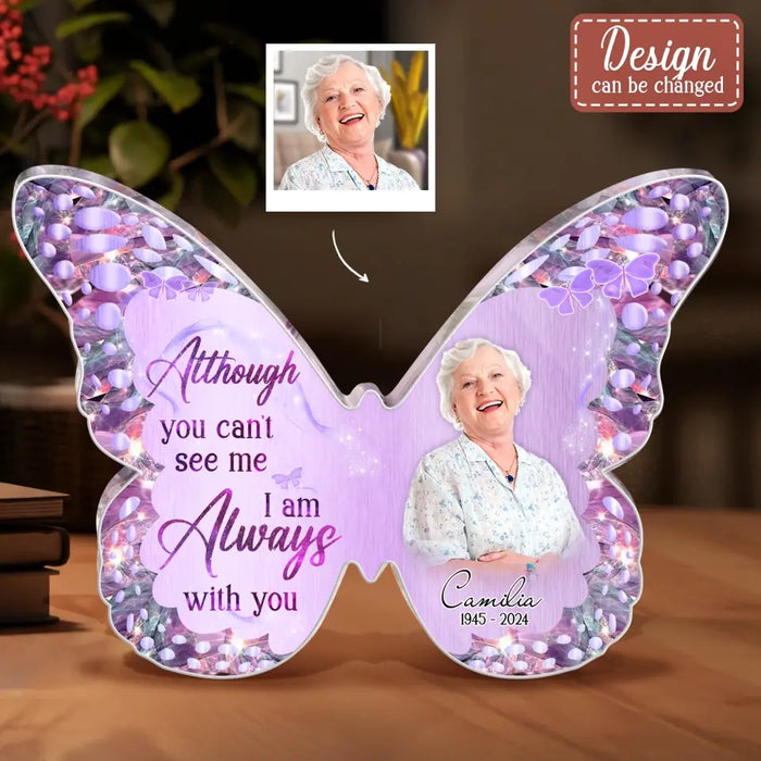 Personalized Butterfly Memorial Acrylic Plaque - Upload Photo - Memorial Gift Idea For Family Member - Your Wings Were Ready But My Heart Was Not