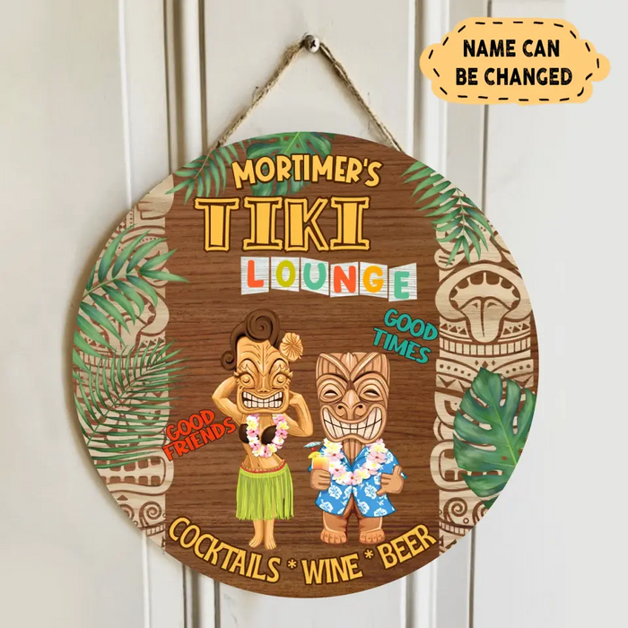 Custom Personalized Tiki Lounge Wooden Sign - Gift Idea For Family/ Couple