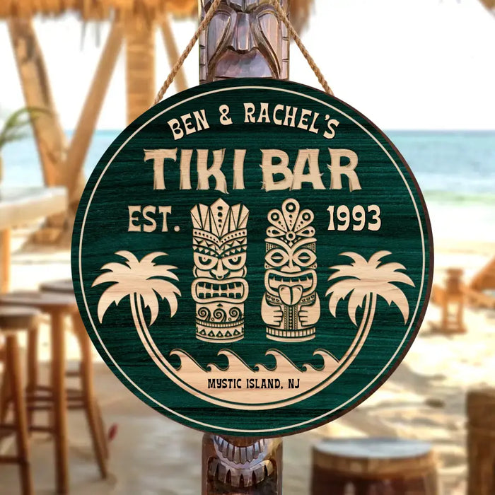 Custom Personalized Couple Tiki Bar Wooden Sign - Summer Gift Idea For Family/ Couple