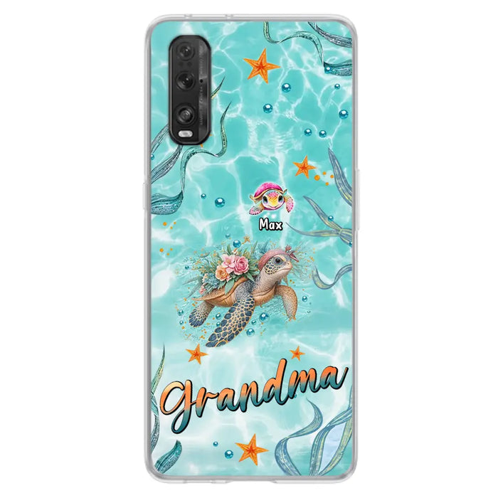 Custom Personalized Grandma Ocean Turtles Phone Case - Gift Idea For Grandma/ Mom - Up to 10 Kids - Case For Xiaomi/ Oppo/ Huawei