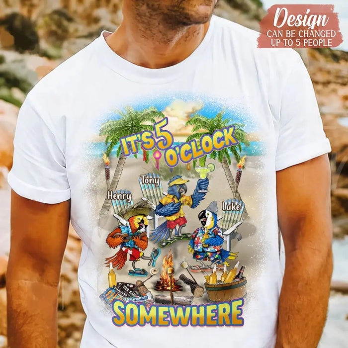 Personalized Summer Shirt/Hoodie - Up to 5 Names - Gitt Idea For Summer/Friends/Family - It's 5 O'clock Somewhere