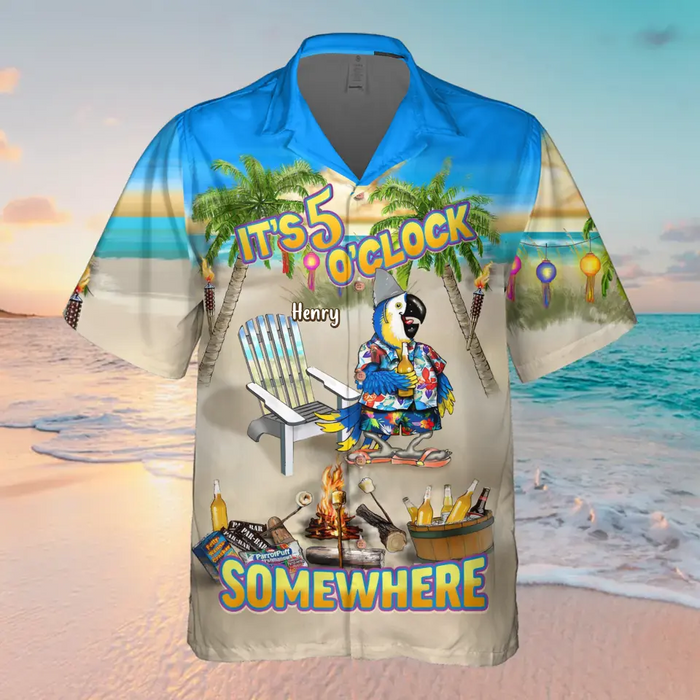 Custom Personalized Summer Hawaiian Shirt - Upto 5 Names - Gitt Idea For Summer/ Friends/ Family - It's 5 O'clock Somewhere