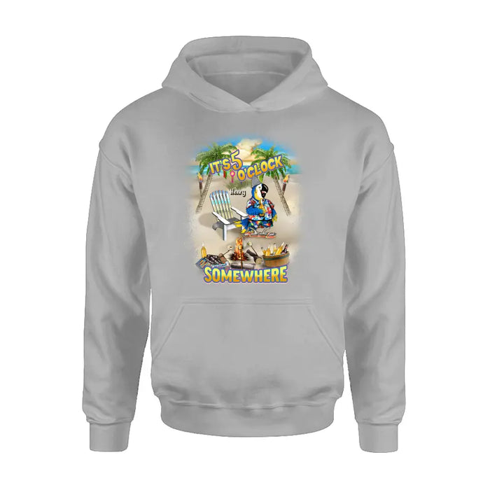 Personalized Summer Shirt/Hoodie - Up to 5 Names - Gitt Idea For Summer/Friends/Family - It's 5 O'clock Somewhere
