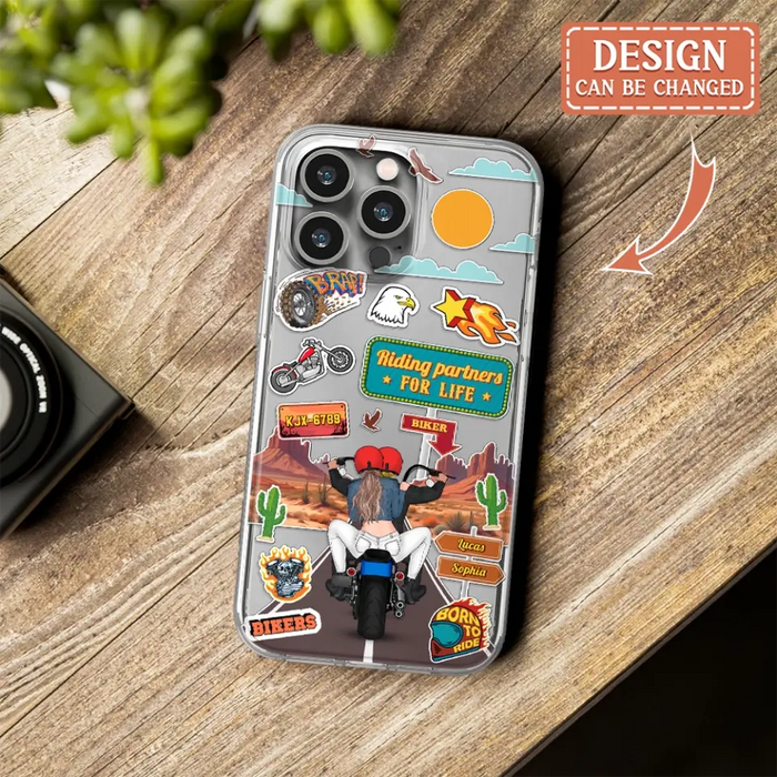 Personalized Motorcycle Couple Phone Case - Gift Idea For Couple/Husband & Wife/Bikers - Transparent Phone Case For iPhone/Samsung