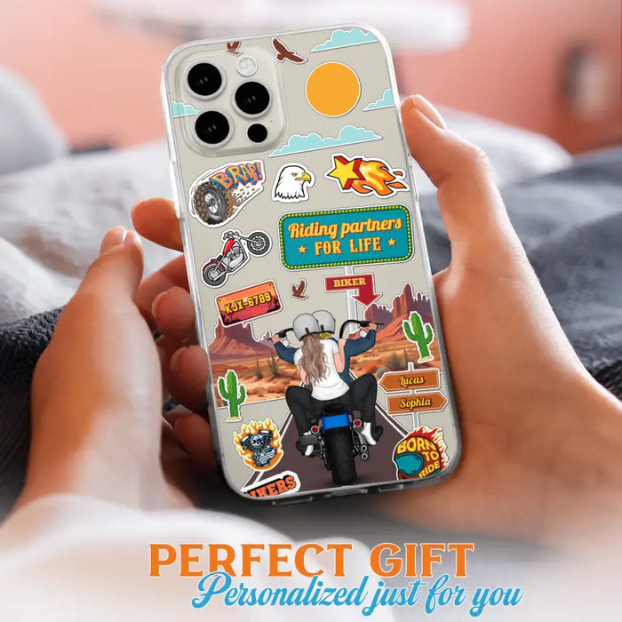 Personalized Motorcycle Couple Phone Case - Gift Idea For Couple/Husband & Wife/Bikers - Transparent Phone Case For iPhone/Samsung