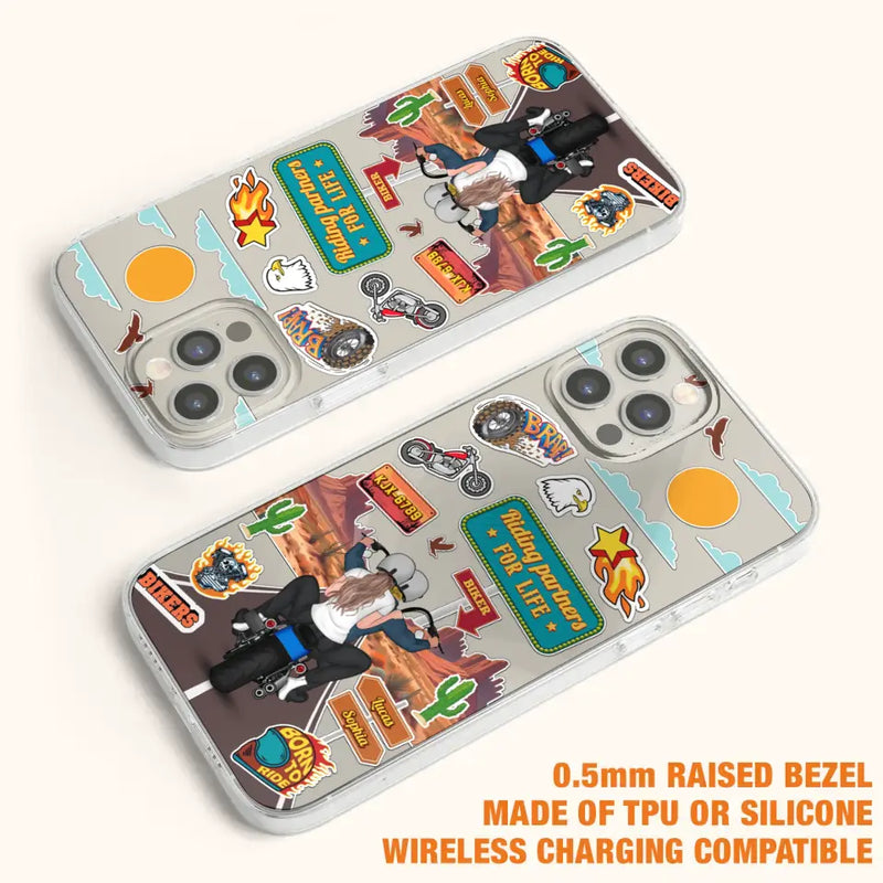 Personalized Motorcycle Couple Phone Case - Gift Idea For Couple/Husband & Wife/Bikers - Transparent Phone Case For iPhone/Samsung
