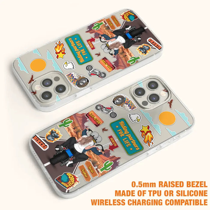 Personalized Motorcycle Couple Phone Case - Gift Idea For Couple/Husband & Wife/Bikers - Transparent Phone Case For iPhone/Samsung