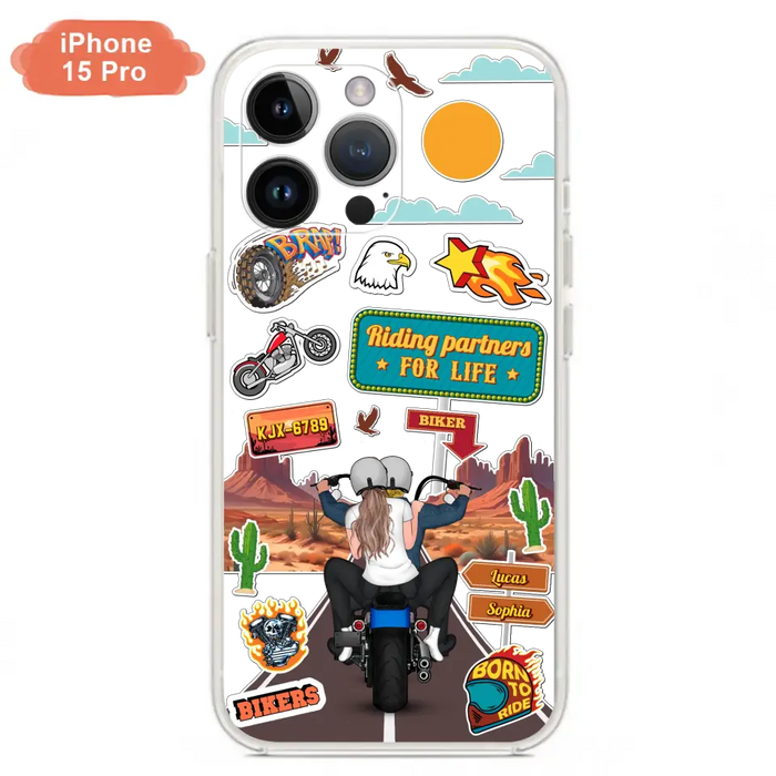 Personalized Motorcycle Couple Phone Case - Gift Idea For Couple/Husband & Wife/Bikers - Transparent Phone Case For iPhone/Samsung
