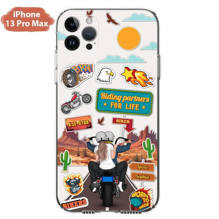 Personalized Motorcycle Couple Phone Case - Gift Idea For Couple/Husband & Wife/Bikers - Transparent Phone Case For iPhone/Samsung