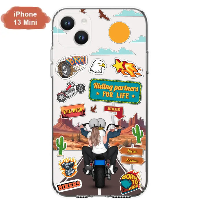 Personalized Motorcycle Couple Phone Case - Gift Idea For Couple/Husband & Wife/Bikers - Transparent Phone Case For iPhone/Samsung