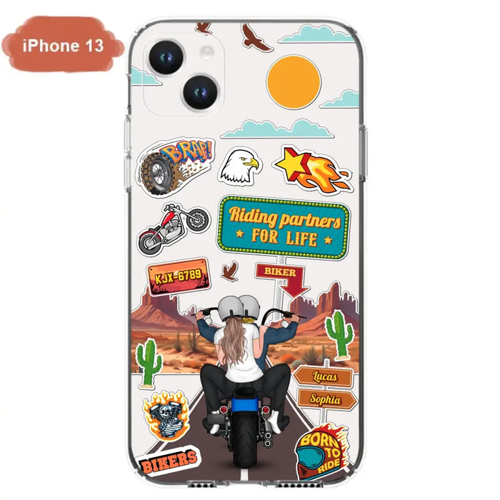 Personalized Motorcycle Couple Phone Case - Gift Idea For Couple/Husband & Wife/Bikers - Transparent Phone Case For iPhone/Samsung