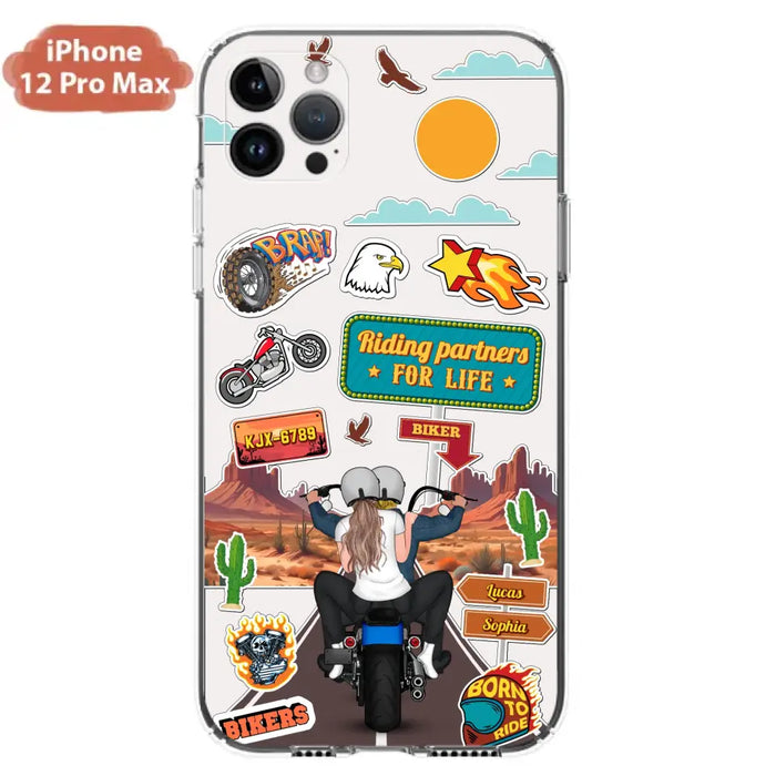 Personalized Motorcycle Couple Phone Case - Gift Idea For Couple/Husband & Wife/Bikers - Transparent Phone Case For iPhone/Samsung