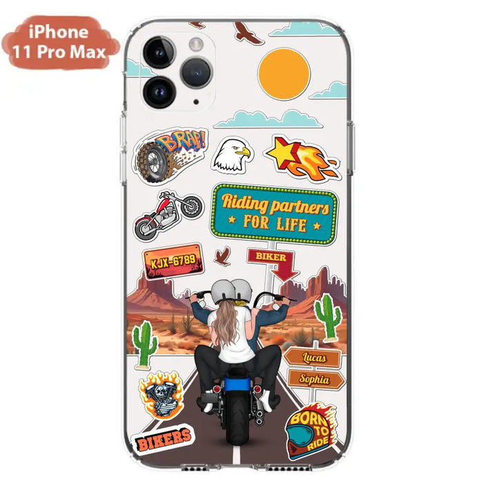 Personalized Motorcycle Couple Phone Case - Gift Idea For Couple/Husband & Wife/Bikers - Transparent Phone Case For iPhone/Samsung