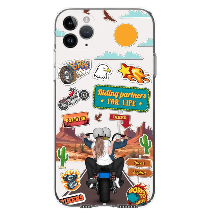Personalized Motorcycle Couple Phone Case - Gift Idea For Couple/Husband & Wife/Bikers - Transparent Phone Case For iPhone/Samsung