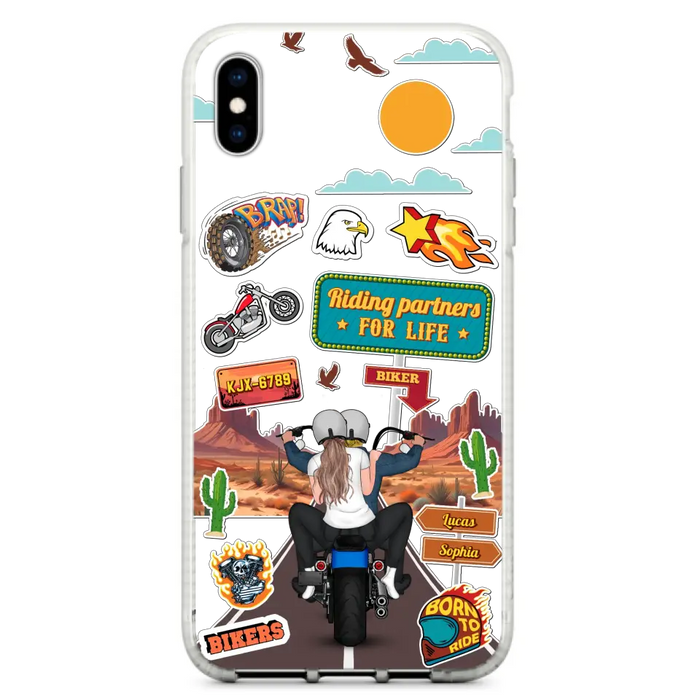 Personalized Motorcycle Couple Phone Case - Gift Idea For Couple/Husband & Wife/Bikers - Transparent Phone Case For iPhone/Samsung