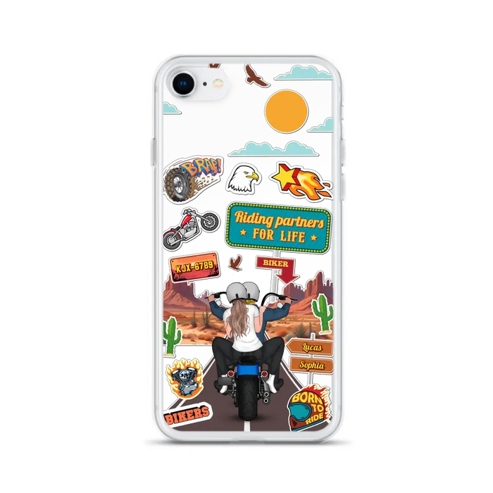 Personalized Motorcycle Couple Phone Case - Gift Idea For Couple/Husband & Wife/Bikers - Transparent Phone Case For iPhone/Samsung