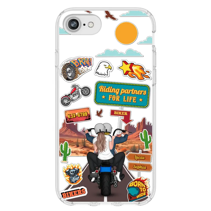 Personalized Motorcycle Couple Phone Case - Gift Idea For Couple/Husband & Wife/Bikers - Transparent Phone Case For iPhone/Samsung