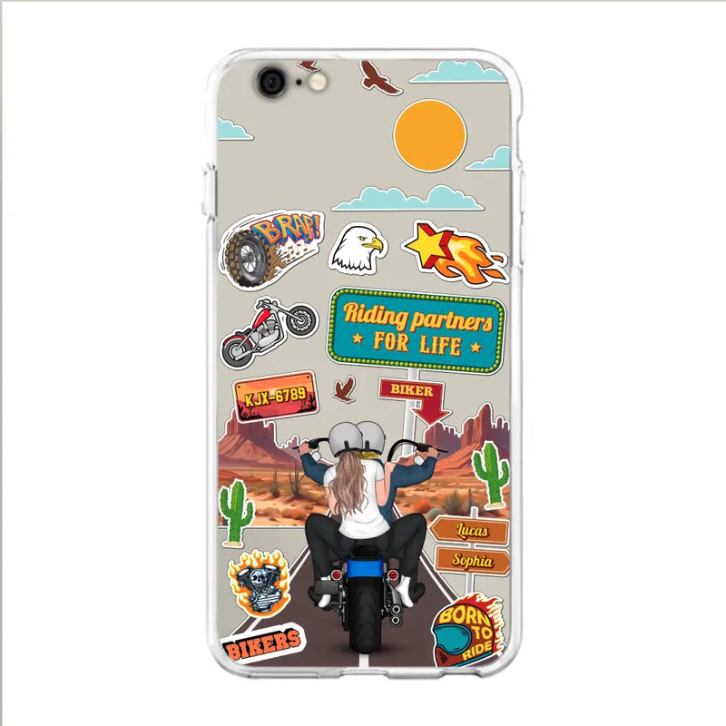Personalized Motorcycle Couple Phone Case - Gift Idea For Couple/Husband & Wife/Bikers - Transparent Phone Case For iPhone/Samsung