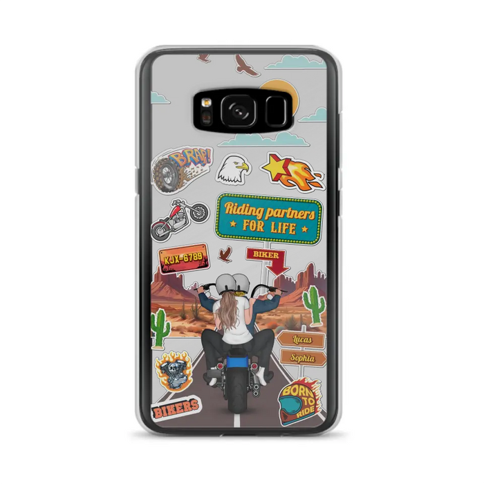 Personalized Motorcycle Couple Phone Case - Gift Idea For Couple/Husband & Wife/Bikers - Transparent Phone Case For iPhone/Samsung