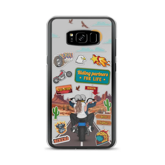 Personalized Motorcycle Couple Phone Case - Gift Idea For Couple/Husband & Wife/Bikers - Transparent Phone Case For iPhone/Samsung
