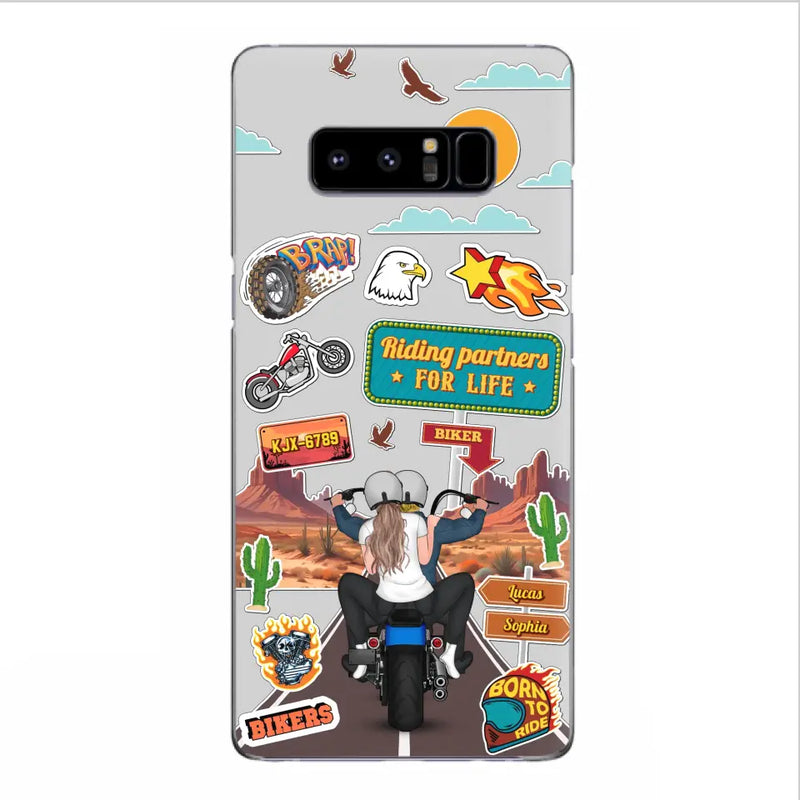 Personalized Motorcycle Couple Phone Case - Gift Idea For Couple/Husband & Wife/Bikers - Transparent Phone Case For iPhone/Samsung