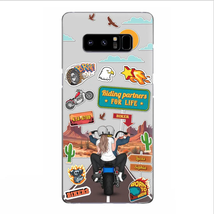 Personalized Motorcycle Couple Phone Case - Gift Idea For Couple/Husband & Wife/Bikers - Transparent Phone Case For iPhone/Samsung