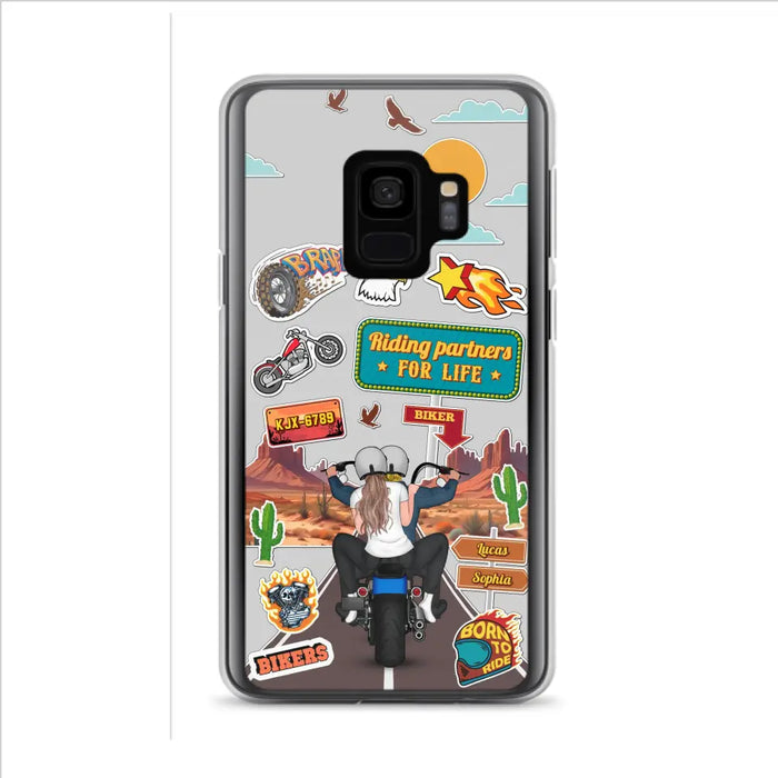 Personalized Motorcycle Couple Phone Case - Gift Idea For Couple/Husband & Wife/Bikers - Transparent Phone Case For iPhone/Samsung