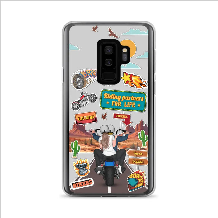 Personalized Motorcycle Couple Phone Case - Gift Idea For Couple/Husband & Wife/Bikers - Transparent Phone Case For iPhone/Samsung