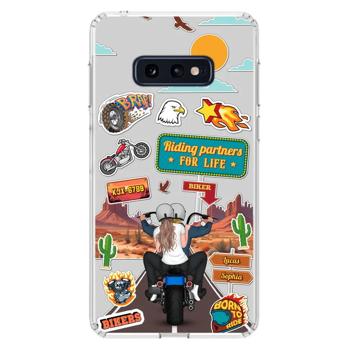 Personalized Motorcycle Couple Phone Case - Gift Idea For Couple/Husband & Wife/Bikers - Transparent Phone Case For iPhone/Samsung
